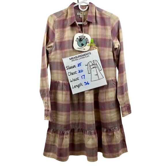 TOAD & CO RE-FORM TIERED DRESS DAWN PURPLE BEIGE SIZE EXTRA SMALL - Picture 9 of 9